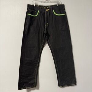Coogi Country Club Jeans Black Denim W36 L33 Embroidered Logo Crest Stitching
